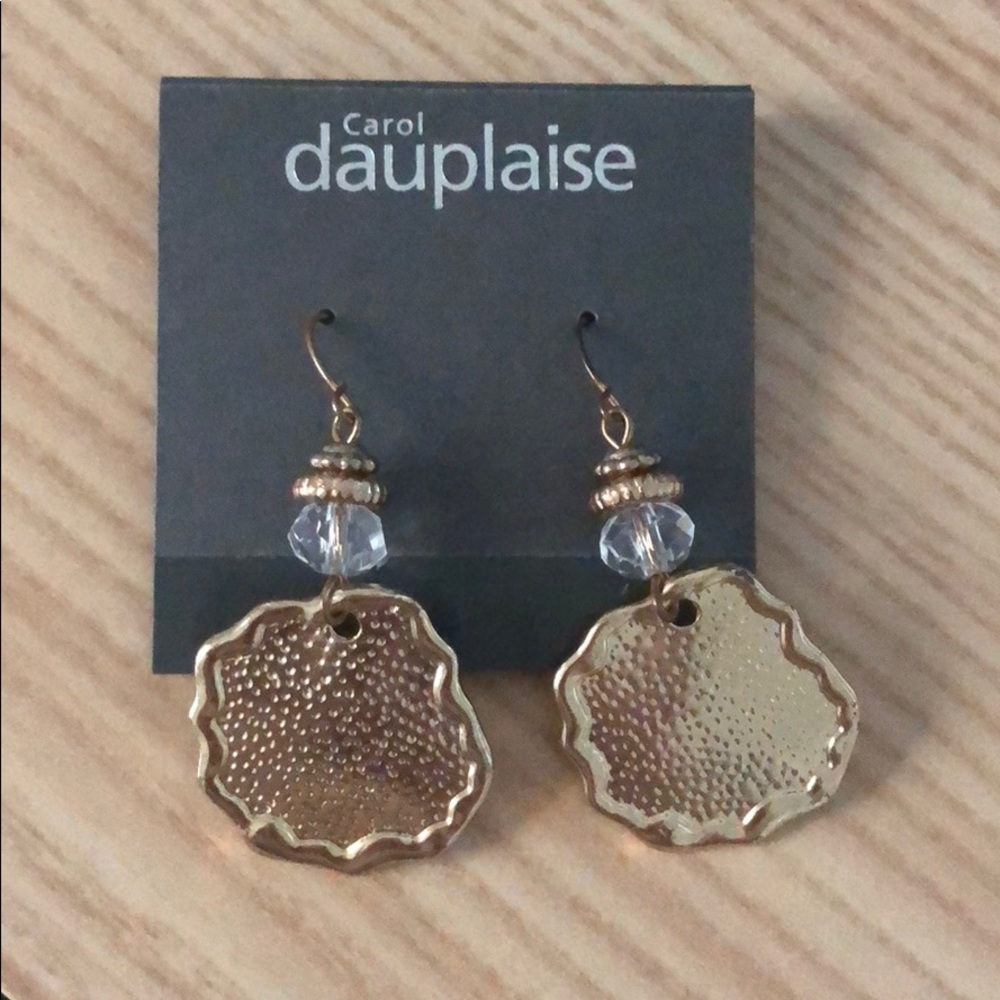 Gold jewel dangle earrings